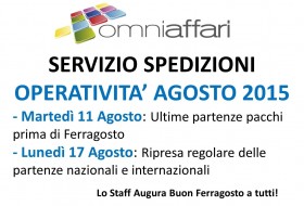 Operatività Agosto 2015 - Servizio Spedizioni - omniaffari